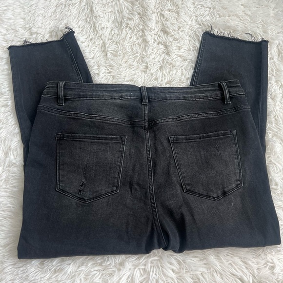 VERVET Black Night Reflection High Rise Distressed Crop Skinny Jeans - Size 16 - Picture 8 of 10